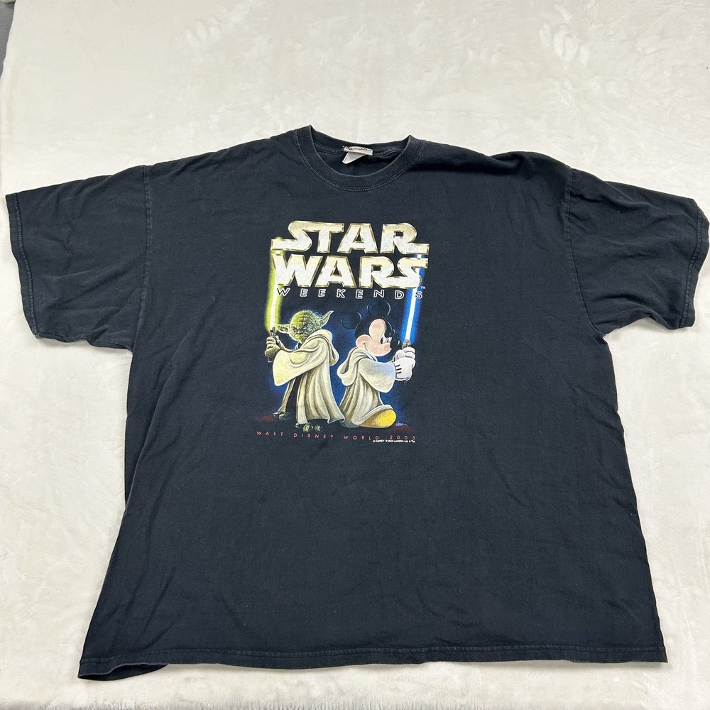 Walt Disney World Star Wars Weekends T-Shirt Mens XXL Black 2003 Mickey Yoda